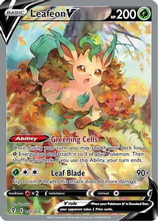 Leafeon V (Alternate Full Art) 167/203 - SWSH07 Evolving Skies Holofoil - Poke-Collect