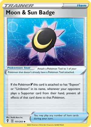 Moon & Sun Badge 151/203 - SWSH07 Evolving Skies - Poke-Collect