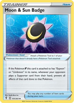 Moon & Sun Badge 151/203 - SWSH07 Evolving Skies Reverse Holofoil - Poke-Collect