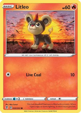 Litleo 22/203 - SWSH07 Evolving Skies Reverse Holofoil - Poke-Collect