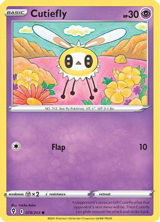 Cutiefly 78/203 - SWSH07 Evolving Skies Reverse Holofoil - Poke-Collect