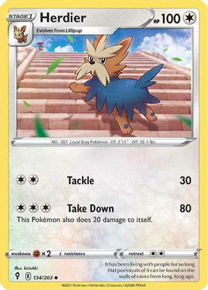 Herdier 134/203 - SWSH07 Evolving Skies Reverse Holofoil - Poke-Collect