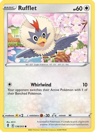 Rufflet 136/203 - SWSH07 Evolving Skies Reverse Holofoil - Poke-Collect