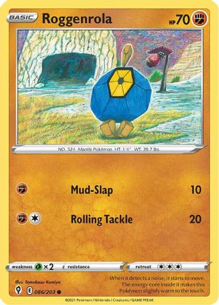 Roggenrola 86/203 - SWSH07 Evolving Skies Reverse Holofoil - Poke-Collect