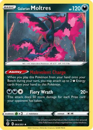 Galarian Moltres 93/203 - SWSH07 Evolving Skies Holofoil - Poke-Collect