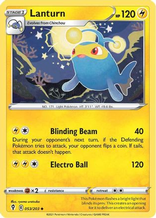 Lanturn 53/203 - SWSH07 Evolving Skies Reverse Holofoil - Poke-Collect
