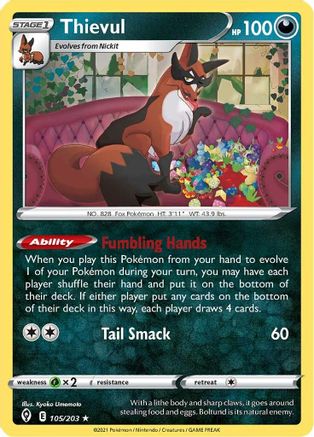 Thievul 105/203 - Evolving Skies - Poke-Collect