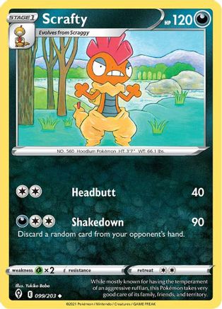 Scrafty 99/203 - SWSH07 Evolving Skies Reverse Holofoil - Poke-Collect
