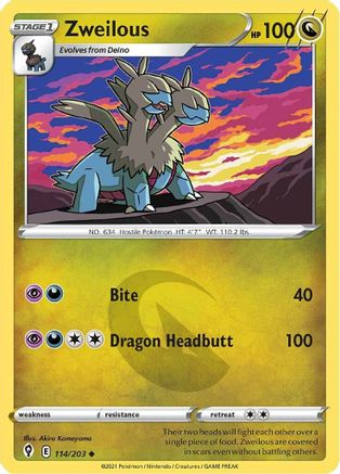 Zweilous 114/203 - Evolving Skies Reverse Holofoil - Poke-Collect