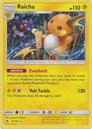 Raichu - 41/147 (Cosmos Holo) 41 - Blister Exclusives Holofoil - Poke-Collect