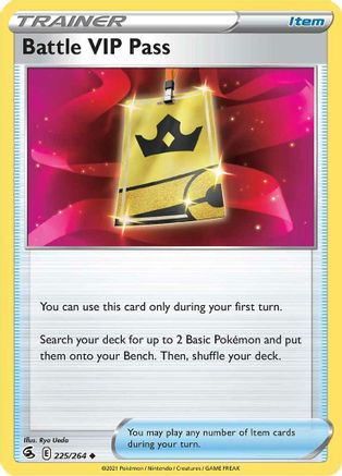 Battle VIP Pass 225/264 - SWSH08 Fusion Strike Reverse Holofoil - Poke-Collect