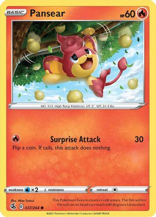 Pansear 37/264 - SWSH08 Fusion Strike Reverse Holofoil - Poke-Collect