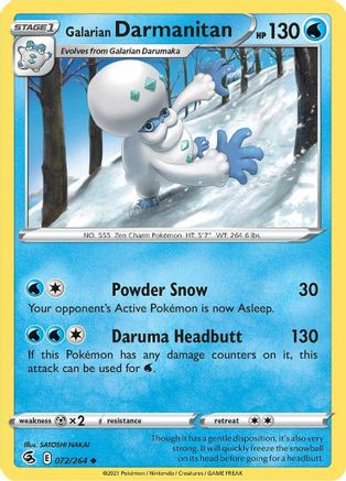 Galarian Darmanitan 72/264 - SWSH08 Fusion Strike Reverse Holofoil - Poke-Collect