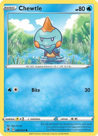 Chewtle 80/264 - SWSH08 Fusion Strike Reverse Holofoil - Poke-Collect