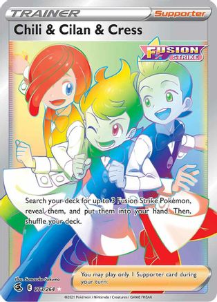 Chili & Cilan & Cress (Secret) 273/264 - SWSH08 Fusion Strike Holofoil - Poke-Collect