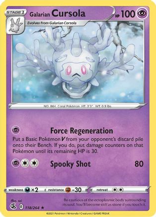 Galarian Cursola 118/264 - SWSH08 Fusion Strike Reverse Holofoil - Poke-Collect