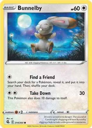 Bunnelby 214/264 - SWSH08 Fusion Strike Reverse Holofoil - Poke-Collect