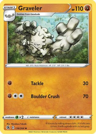 Graveler 136/264 - SWSH08 Fusion Strike Reverse Holofoil - Poke-Collect