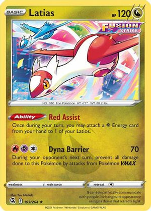 Latias 193/264 - SWSH08 Fusion Strike Reverse Holofoil - Poke-Collect