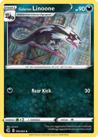 Galarian Linoone 160/264 - SWSH08 Fusion Strike Reverse Holofoil - Poke-Collect