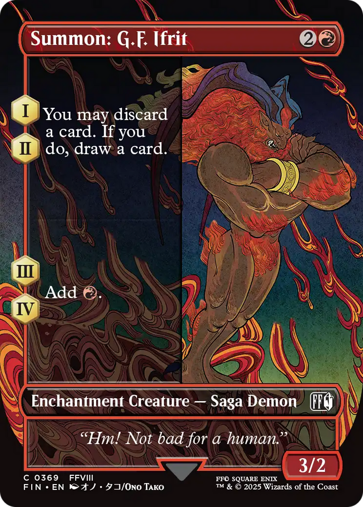 Summon: G.F. Ifrit (FIN-369) - FINAL FANTASY: (enchantment) (Borderless) Foil - Poke-Collect