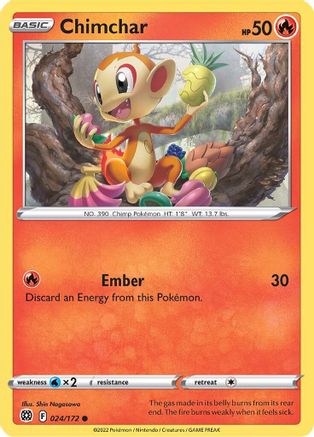 Chimchar 24/172 - SWSH09 Brilliant Stars Reverse Holofoil - Poke-Collect