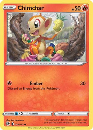 Chimchar 24/172 - SWSH09 Brilliant Stars Reverse Holofoil - Poke-Collect