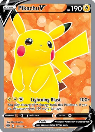 Pikachu V (Full Art) 157/172 - SWSH09 Brilliant Stars Holofoil - Poke-Collect