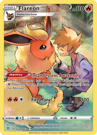 Flareon TG01/30 - SWSH09 Brilliant Stars Trainer Gallery Holofoil - Poke-Collect