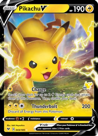 Pikachu V - 043/185 (#60 Pikachu Stamped) 43 - Battle Academy 2022 Holofoil - Poke-Collect