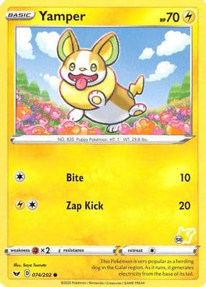 Yamper - 074/202 (#58 Pikachu Stamped) 74 - Battle Academy 2022