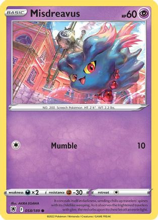 Misdreavus 58/189 - SWSH10 Astral Radiance Reverse Holofoil - Poke-Collect