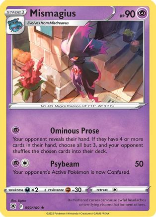 Mismagius 59/189 - SWSH10 Astral Radiance Reverse Holofoil - Poke-Collect