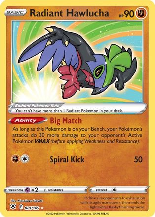 Radiant Hawlucha 81/189 - SWSH10 Astral Radiance Holofoil - Poke-Collect