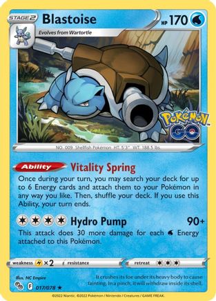 Blastoise 17/78 - Pokemon GO Reverse Holofoil - Poke-Collect