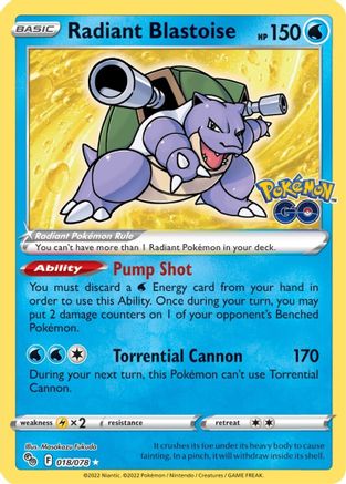 Radiant Blastoise 18/78 - Pokemon GO Holofoil - Poke-Collect