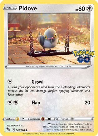 Pidove 61/78 - Pokemon GO Reverse Holofoil - Poke-Collect