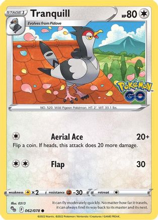 Tranquill 62/78 - Pokmon GO - Poke-Collect