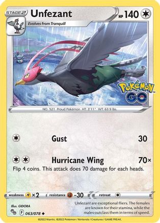 Unfezant 63/78 - Pokmon GO Reverse Holofoil - Poke-Collect