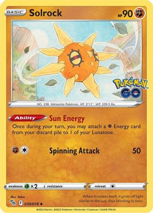 Solrock 39/78 - Pokmon GO Reverse Holofoil - Poke-Collect