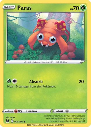 Paras 4/196 - SWSH11 Lost Origin Reverse Holofoil - Poke-Collect
