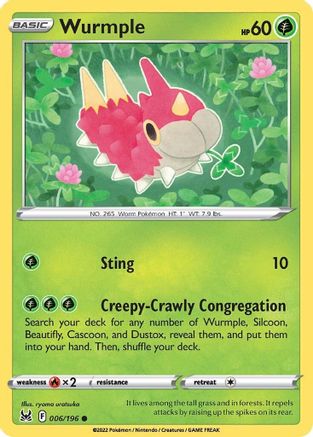 Wurmple 6/196 - Lost Origin Reverse Holofoil - Poke-Collect