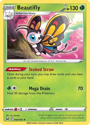 Beautifly 8/196 - SWSH11 Lost Origin Holofoil - Poke-Collect