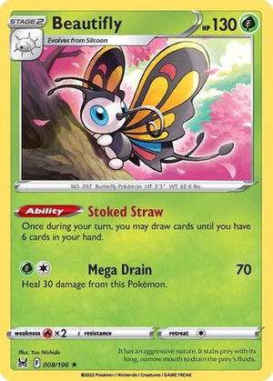 Beautifly 8/196 - SWSH11 Lost Origin Reverse Holofoil - Poke-Collect