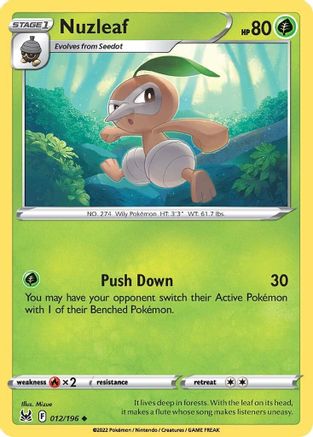 Nuzleaf 12/196 - SWSH11 Lost Origin Reverse Holofoil - Poke-Collect