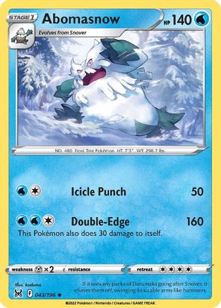 Abomasnow 43/196 - SWSH11 Lost Origin Reverse Holofoil - Poke-Collect