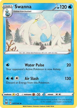 Swanna 47/196 - Lost Origin Reverse Holofoil - Poke-Collect