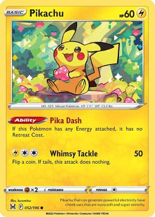 Pikachu 52/196 - SWSH11 Lost Origin Reverse Holofoil - Poke-Collect