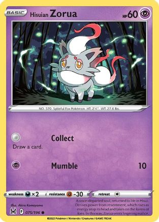 Hisuian Zorua 75/196 - SWSH11 Lost Origin Reverse Holofoil - Poke-Collect