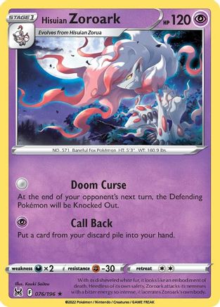 Hisuian Zoroark 76/196 - SWSH11 Lost Origin Holofoil - Poke-Collect